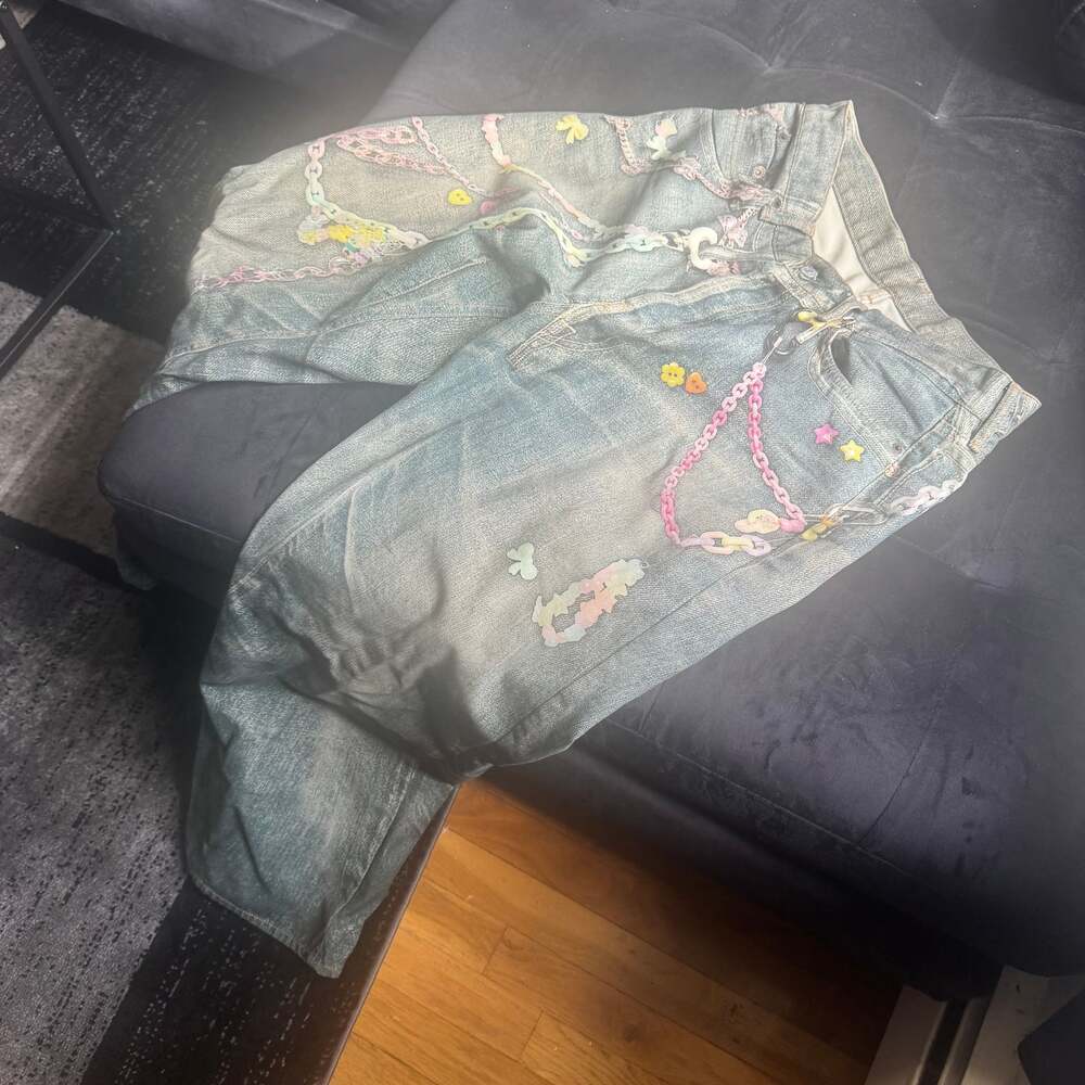 Acne Studios 1981M Trompe L'oeil Printed Denim Jeans